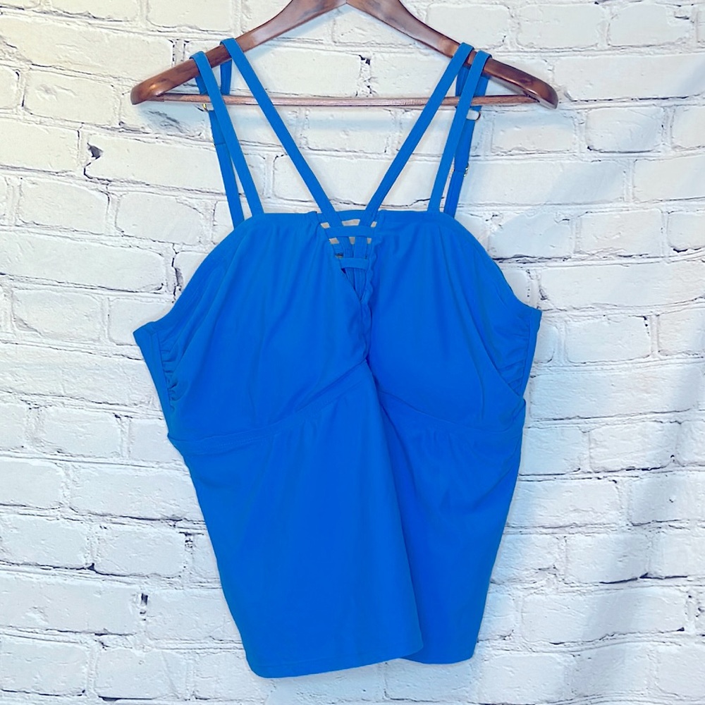 Time And Tru Blue Tankini Swimsuit Top Size 2X 20W-22W